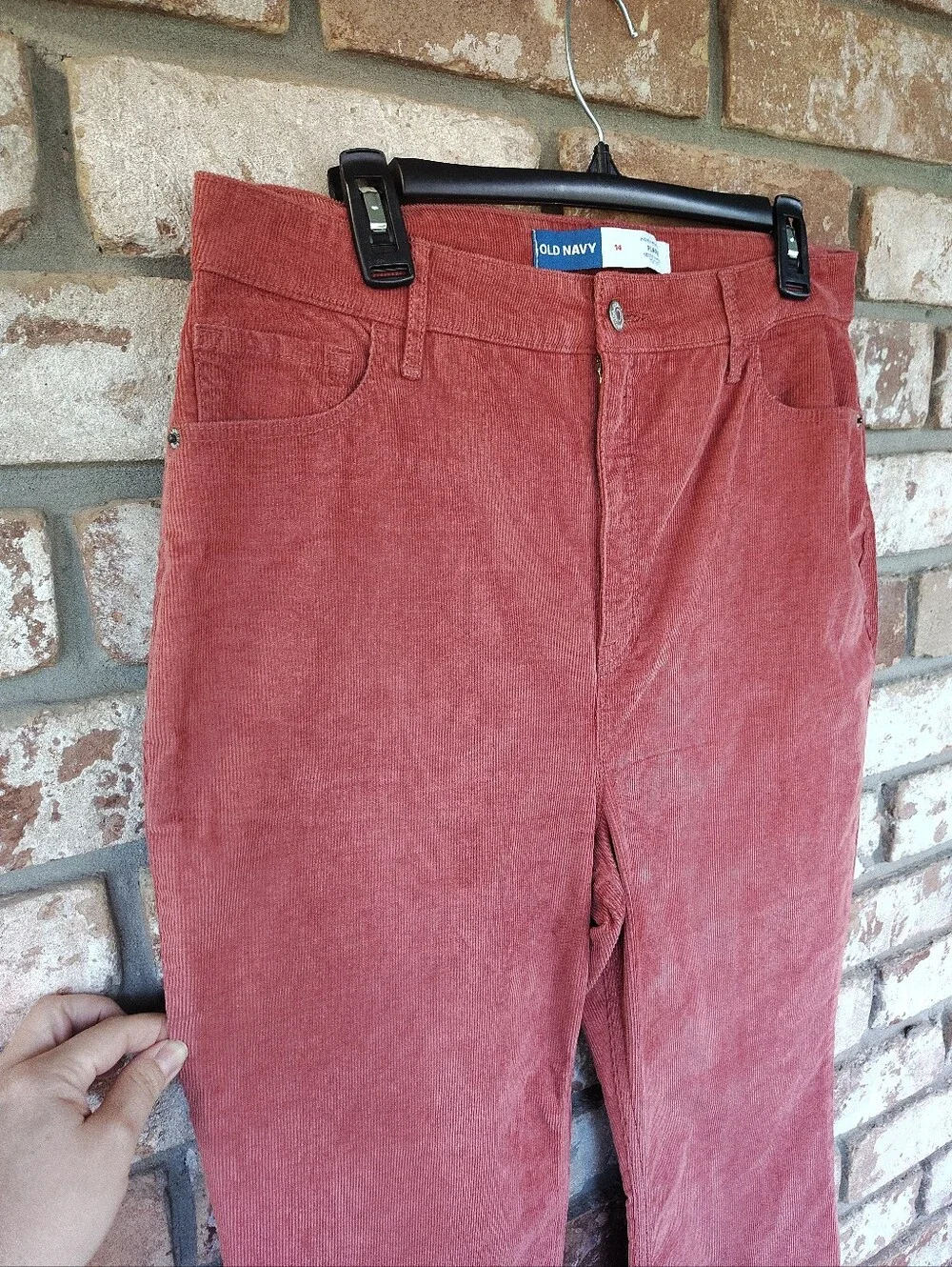 Old Navy Extra High-Rise Flare Corduroy Pants Women’s Size 14 Coral Orange Spice